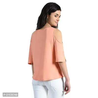 AARA Women's/Ladies/Female Orange Polyester Cold Shoulder Top (20180100-XL)-thumb3