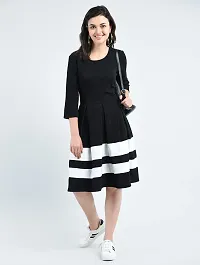 Elite Black Polyester Self Design Plated Dress For Women-thumb4