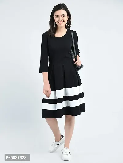 Elite Black Polyester Self Design Plated Dress For Women-thumb5