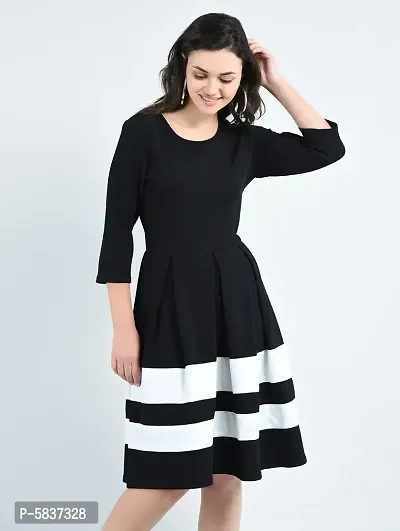 Elite Black Polyester Self Design Plated Dress For Women-thumb0