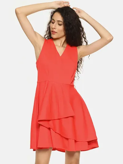 Women's Ruffle Detail Flared Dress