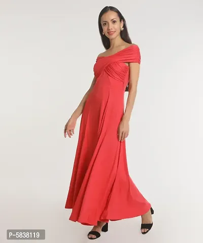 Stylish Polyester Orange Solid Long Dress For Women-thumb2