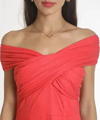 Stylish Polyester Orange Solid Long Dress For Women-thumb4