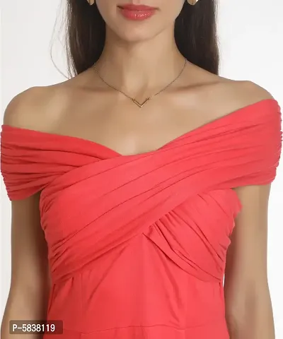 Stylish Polyester Orange Solid Long Dress For Women-thumb5