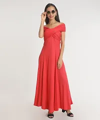 Stylish Polyester Orange Solid Long Dress For Women-thumb3