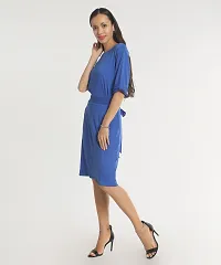 Stylish Polyester Blue Solid Dress For Women-thumb1