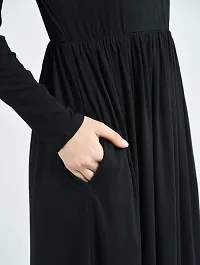 Stylish Polyester Black Solid Full Length Maxi Female Dress One Piece Dress-thumb3