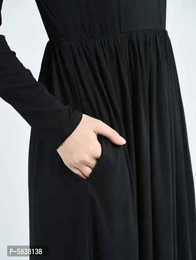 Stylish Polyester Black Solid Full Length Maxi Female Dress One Piece Dress-thumb4