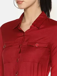 Stylish Rayon Maroon Solid Shirt Dress For Women-thumb4