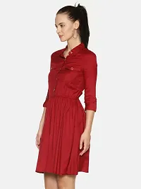 Stylish Rayon Maroon Solid Shirt Dress For Women-thumb1