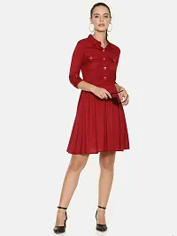 Stylish Rayon Maroon Solid Shirt Dress For Women-thumb3