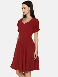 Stylish Polyester Maroon Solid Sweetheart Neckline Dress For Women-thumb1