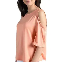 AARA Women's Regular Cold Shoulder T-Shirt-thumb3