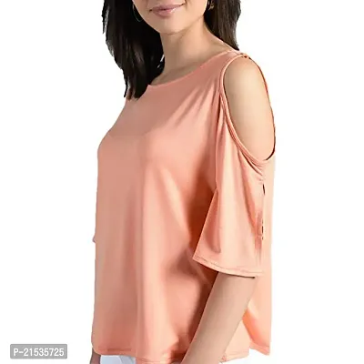 AARA Women's Regular Cold Shoulder T-Shirt-thumb4