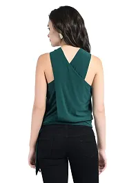 AARA Presents Green Solid Stylish Top/Shirt for Women's  Girl's with Overlap Neck and Sleeveless for Casual 20180001_M_Green-thumb1