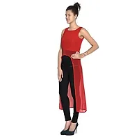 AARA Women's Georgette Slit Knee Length Wedding Dress (20150934_Red_XL)-thumb1