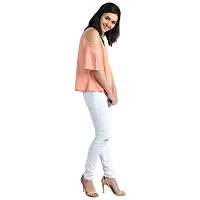 AARA Women's/Ladies/Female Orange Polyester Cold Shoulder Top (20180100-XL)-thumb3