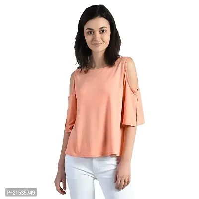 AARA Women's/Ladies/Female Orange Polyester Cold Shoulder Top (20180100-XL)