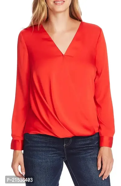 Fickle Wrap Satin Blouse