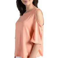 AARA Women's/Ladies/Female Orange Polyester Cold Shoulder Top (20180100-XL)-thumb4