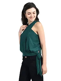 AARA Presents Green Solid Stylish Top/Shirt for Women's  Girl's with Overlap Neck and Sleeveless for Casual 20180001_M_Green-thumb2