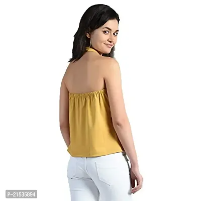 Aarra Halter Neck Crop Top for Women and Girls Crop Top/Fancy Design Crop Top/Sleeveless Crop Top_(20180124-M) Mustard-thumb2