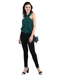 AARA Presents Green Solid Stylish Top/Shirt for Women's  Girl's with Overlap Neck and Sleeveless for Casual 20180001_M_Green-thumb3
