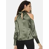 AARA Women's Polyester Plain T-Shirt (2020022_Green_S)-thumb2