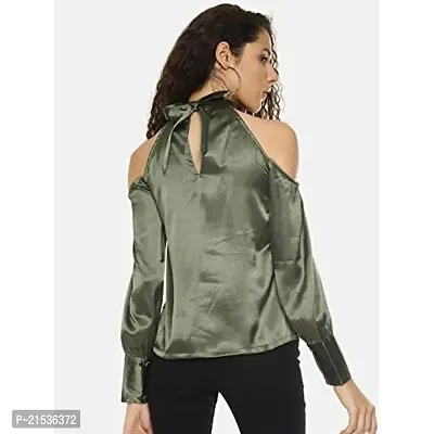 AARA Women's Polyester Plain T-Shirt (2020022_Green_S)-thumb3