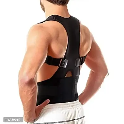 Premium Magnetic Back Brace Posture Corrector Therapy Shoulder Belt for Lower and Upper Back Pain Relief with Magnetic Plates at back Back Support Man and Woman(Free Size)-thumb0