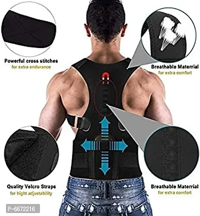 Premium Magnetic Back Brace Posture Corrector Therapy Shoulder Belt for Lower and Upper Back Pain Relief with Magnetic Plates at back Back Support Man and Woman(Free Size)-thumb3