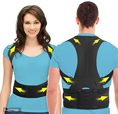 Unisex Magnetic Back Brace Posture Corrector Therapy Shoulder Belt For Lower and Upper Back Pain Relief | Band Posture Corrective Real Doctor Belt For Men  Women - (Free Size)-thumb0