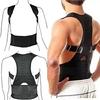 Unisex Magnetic Back Brace Posture Corrector Therapy Shoulder Belt for Lower and Upper Back Pain Relief, Posture corrector for men  women (Free Size (Free Size, Black)-thumb1