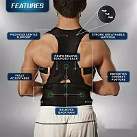 Unisex Magnetic Back Brace Posture Corrector Therapy Shoulder Belt for Lower and Upper Back Pain Relief, Posture corrector for men  women (Free Size (Free Size, Black)-thumb3