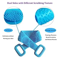 Silicone Body Back Scrubber, Double Side Bathing Brush for Skin Deep Cleaning Massage, Dead Skin Removal Exfoliating Belt for Shower, Easy to Clean, Lathers Well for Men  Women-Pack of 1-Multicolor-thumb2