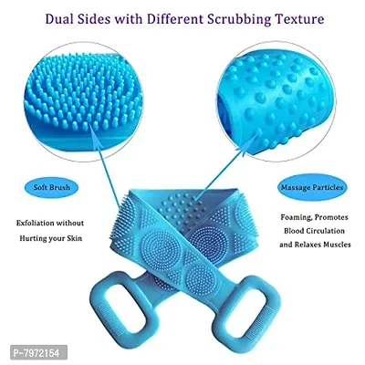 Silicone Body Back Scrubber, Double Side Bathing Brush for Skin Deep Cleaning Massage, Dead Skin Removal Exfoliating Belt for Shower, Easy to Clean, Lathers Well for Men  Women-Pack of 1-Multicolor-thumb3