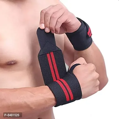 Wrist Supporter for Gym Wrist Band for Men Gym  Women with Thumb Loop Straps - Wrist Wrap Gym Accessories for Men  Women Hand Grip  Wrist Support Sports Straps for Gym, Weightlifting-1 pair-thumb0