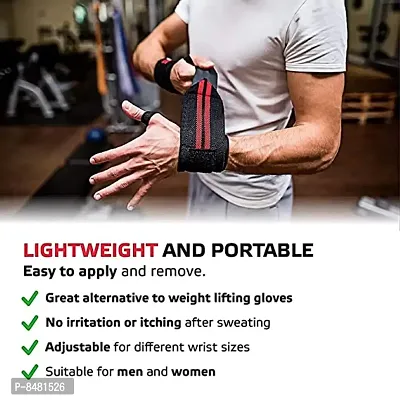 Wrist Supporter for Gym Wrist Band for Men Gym  Women with Thumb Loop Straps - Wrist Wrap Gym Accessories for Men  Women Hand Grip  Wrist Support Sports Straps for Gym, Weightlifting-1 pair-thumb3