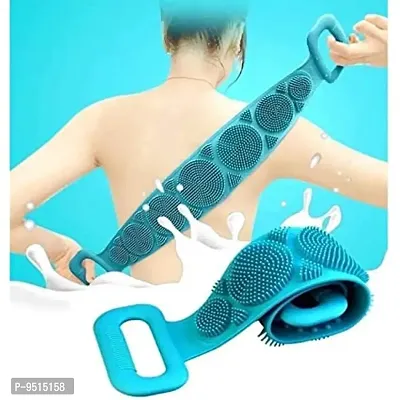 body scrubber belt bath brush silicone scrub back skin shower double exfoliating massager long cleaning easy side clean lathers for men  women-1 Piece-thumb0