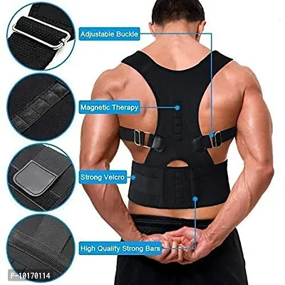 Posture corrector belt for men and women for back pain Back Support  (Black)-thumb0