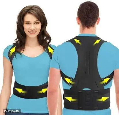 Magnetic Back Brace Posture Corrector Therapy Shoulder Belt for Lower and Upper Back  Abdomen Support-Free Size-thumb0