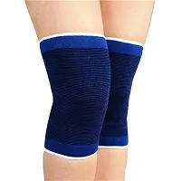 1Pair Elasticated Knee Blue Knee Pads Knee Support Brace Leg Arthritis Injury Gym Elasticated Bandage Support-thumb1