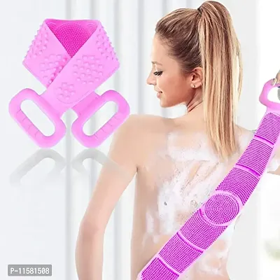 Silicone Soft Bath Body Back Scrubber Belt Body Cleaning Brush Bathing Brush Body Scrubber Belt Bath Brush Bathing Belt Body Wash Brush Back Scrub for Body Washer use in Shower Scrub Exfoliating Belt-thumb0