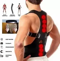 Unisex Magnetic Back Brace Posture Corrector Therapy Shoulder Belt for Lower and Upper Back Pain Relief, posture corrector men and women, back support belt for back pain - Free Size-thumb1