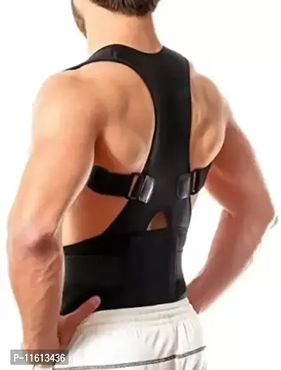 Brace Posture Corrector | Best Fully Adjustable Support Brace | Improves Posture and Provides Lumbar Support | For Lower and Upper Back Pain | Back Support  (Black)-thumb0