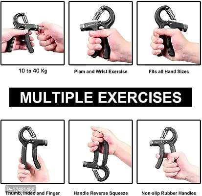 Premium Adjustable Hand Grip Strengthener, Unisex Hand Gripper for Gym Workout Hand Exercise Equipment to Use in Home for Forearm Exercise, Finger Exercise Power Gripper (Black)-thumb3