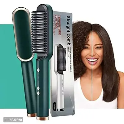 Hair Straightener Comb for Women  Men, Hair Styler, Curler, Straightener Machine Brush/PTC Heating Electric Straightener Brush With 5 Temperature C-thumb2