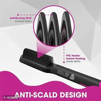 Hair Straightener Comb for Women  Men, Hair Styler, Curler, Straightener Machine Brush/PTC Heating Electric Straightener Brush With 5 Temperature C-thumb5