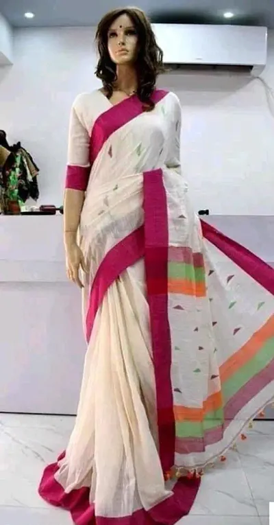 Beautiful Khadi Cotton Saree with Blouse piece