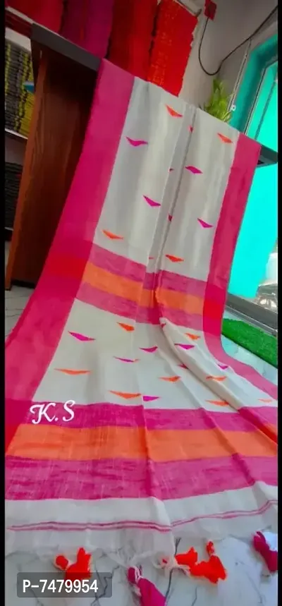 Trending Khadi Cotton Handloom Saree With Blouse Piece-thumb0